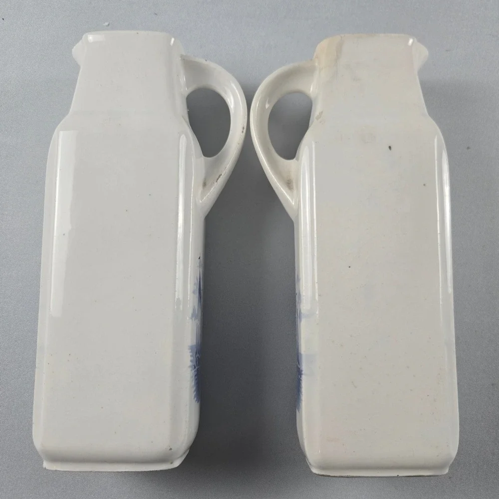 Vintage Delft Blue Holland Oil Vinegar Cruet Set Windmill Ceramic Pitchers